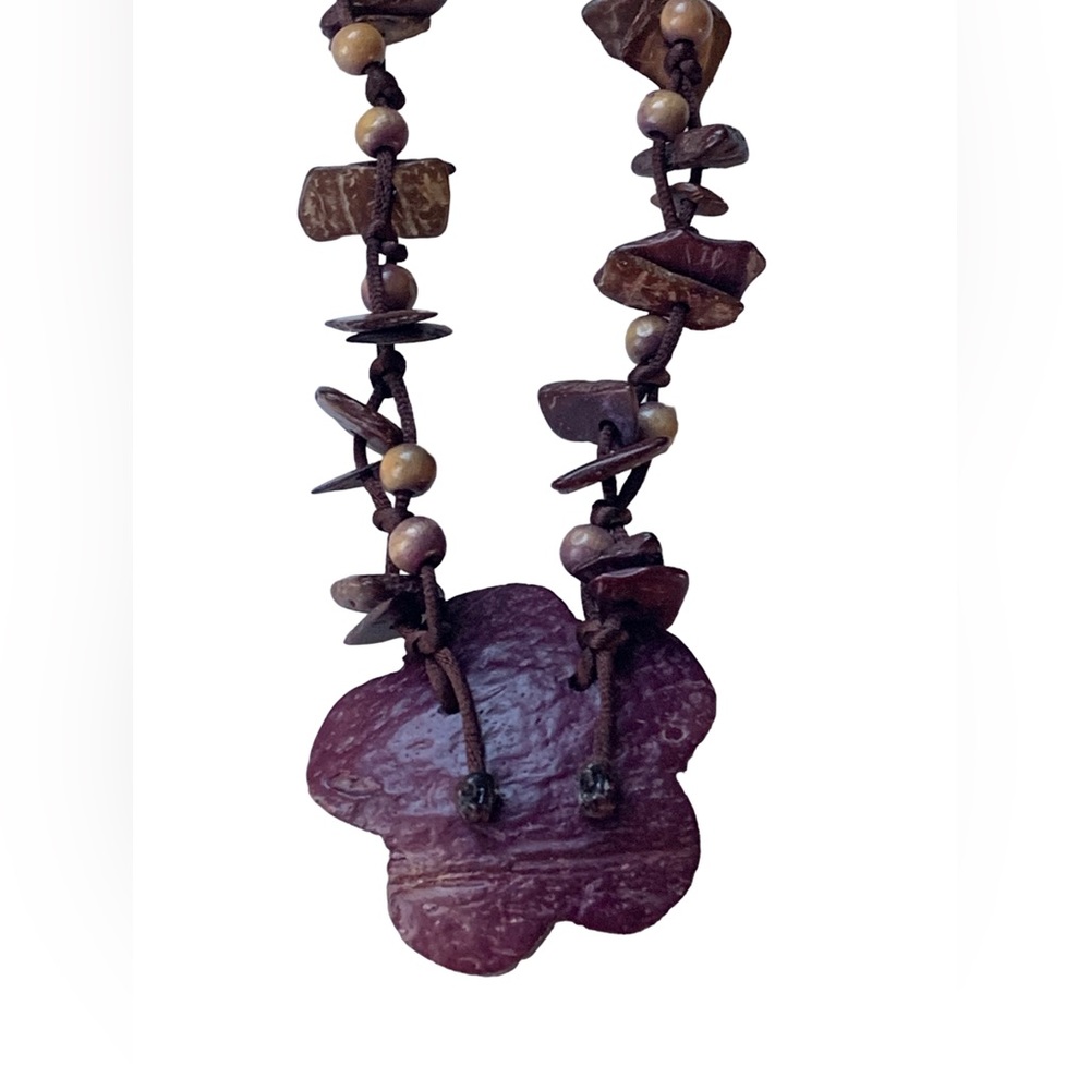 Belt/Necklace Coconut Shell Bead Flower Boho Bohemian Hippie Tropical Jewelry - Picture 10 of 14